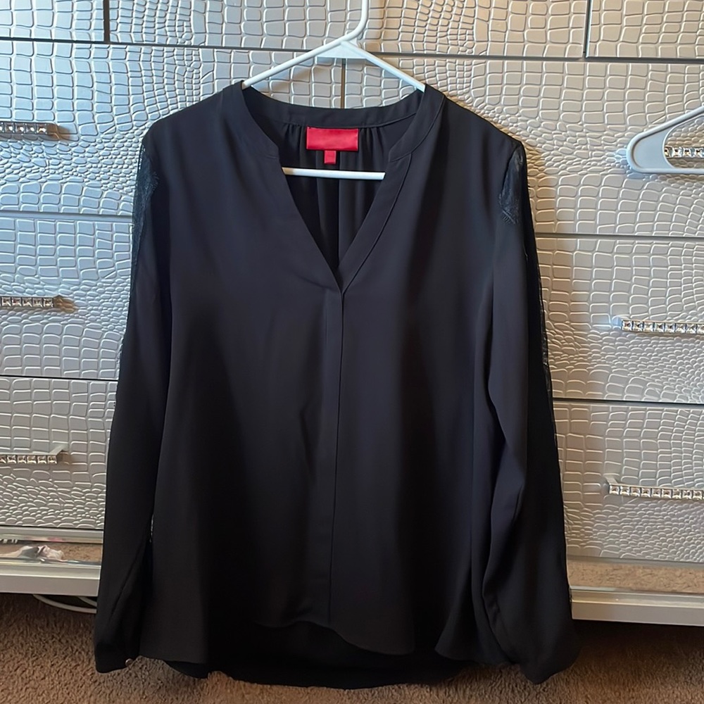 Black Lace Detail Blouse Jennifer Lopez